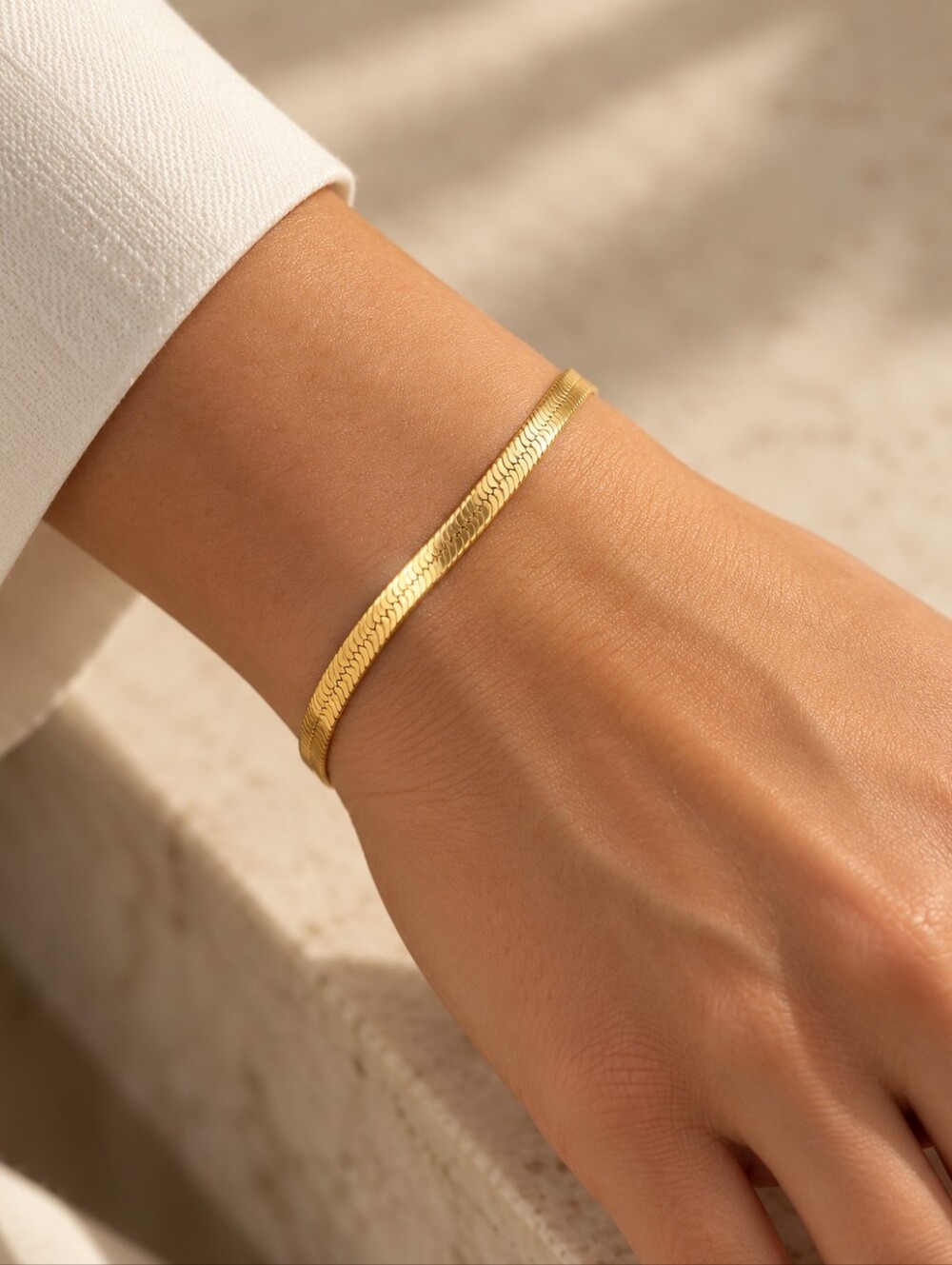 Herringbone Snake Chain Bracelet, 2mm, Stainless Steel - Women Jewelry - Picture 6 of 6